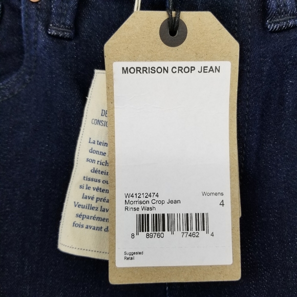 NWT Prana Morrison Raw Hem Crop Jean Rinse Dark Wash Size 4/27 - Picture 3 of 11